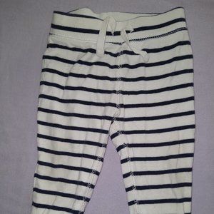 Infant pants, white, dark blue stripes, 12-18M